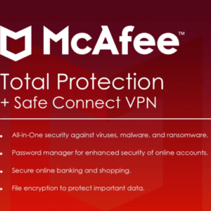 McAfee Total Protection with Safe Connect VPN 2026 - 5 PCs - 1 Year