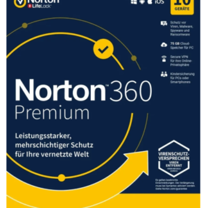 Norton 360 Premium, 75 GB Cloud Backup, 10 PC - 1 Year